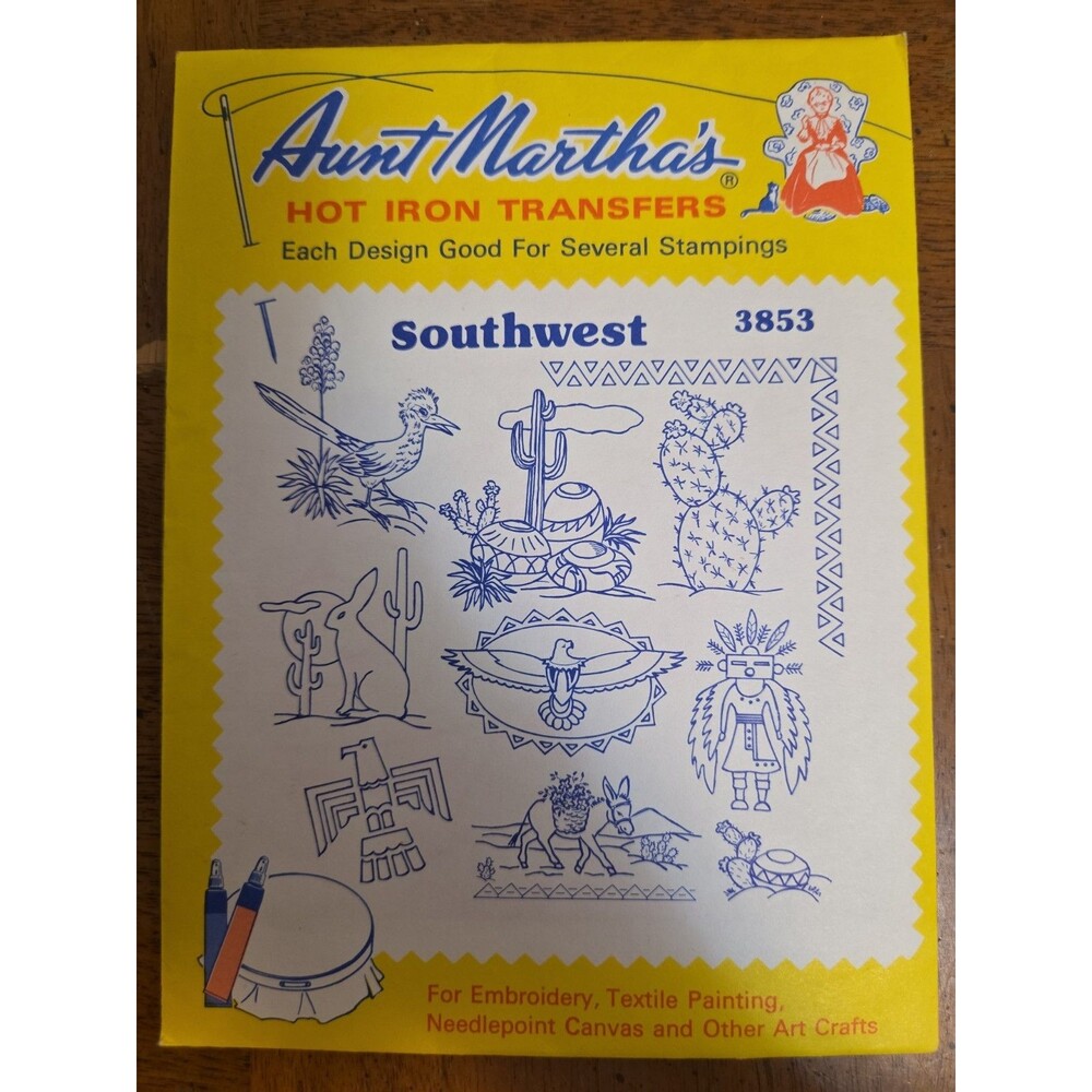 Aunt Martha's Hot Iron Transfers Uncut Southwest #3853 Vintage